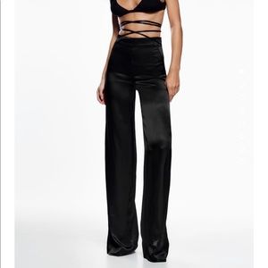 Zara NWT Full Length Satin Effect Pants